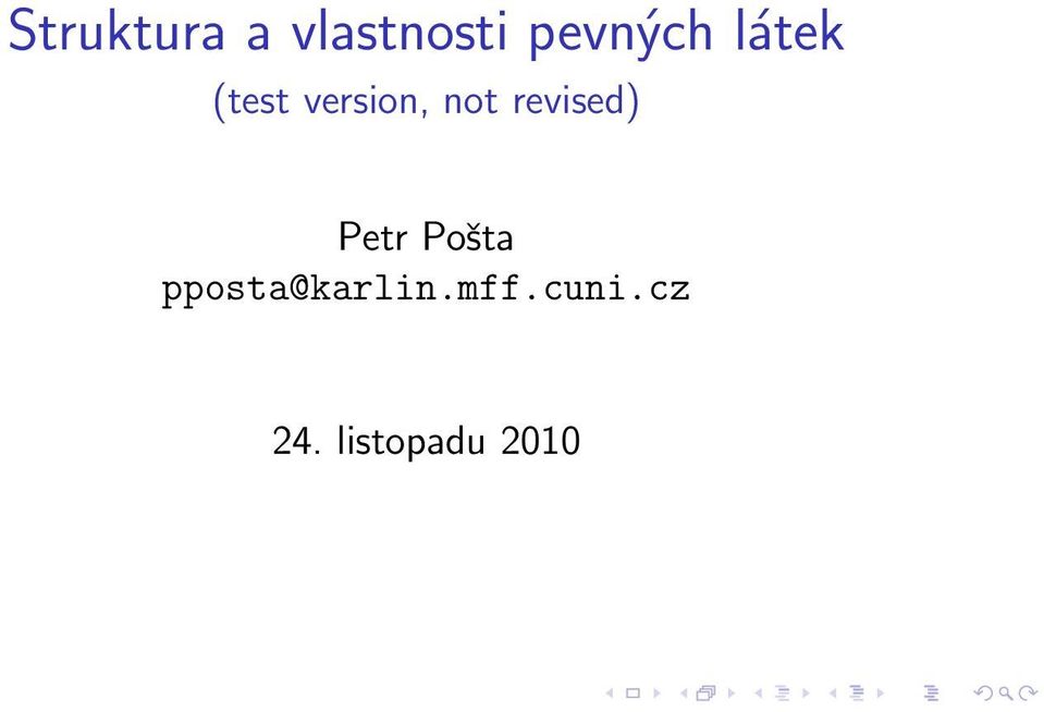 not revised) Petr Pošta