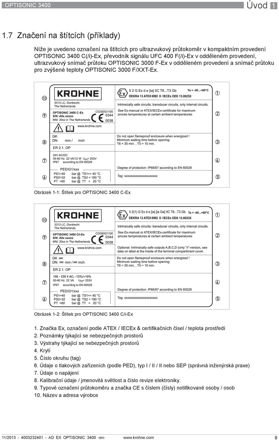 provedení, ultrazvukový snímač průtoku OPTISONIC 3000 F-Ex v odděleném provedení a snímač průtoku pro zvýšené teploty OPTISONIC 3000 F/XXT-Ex.