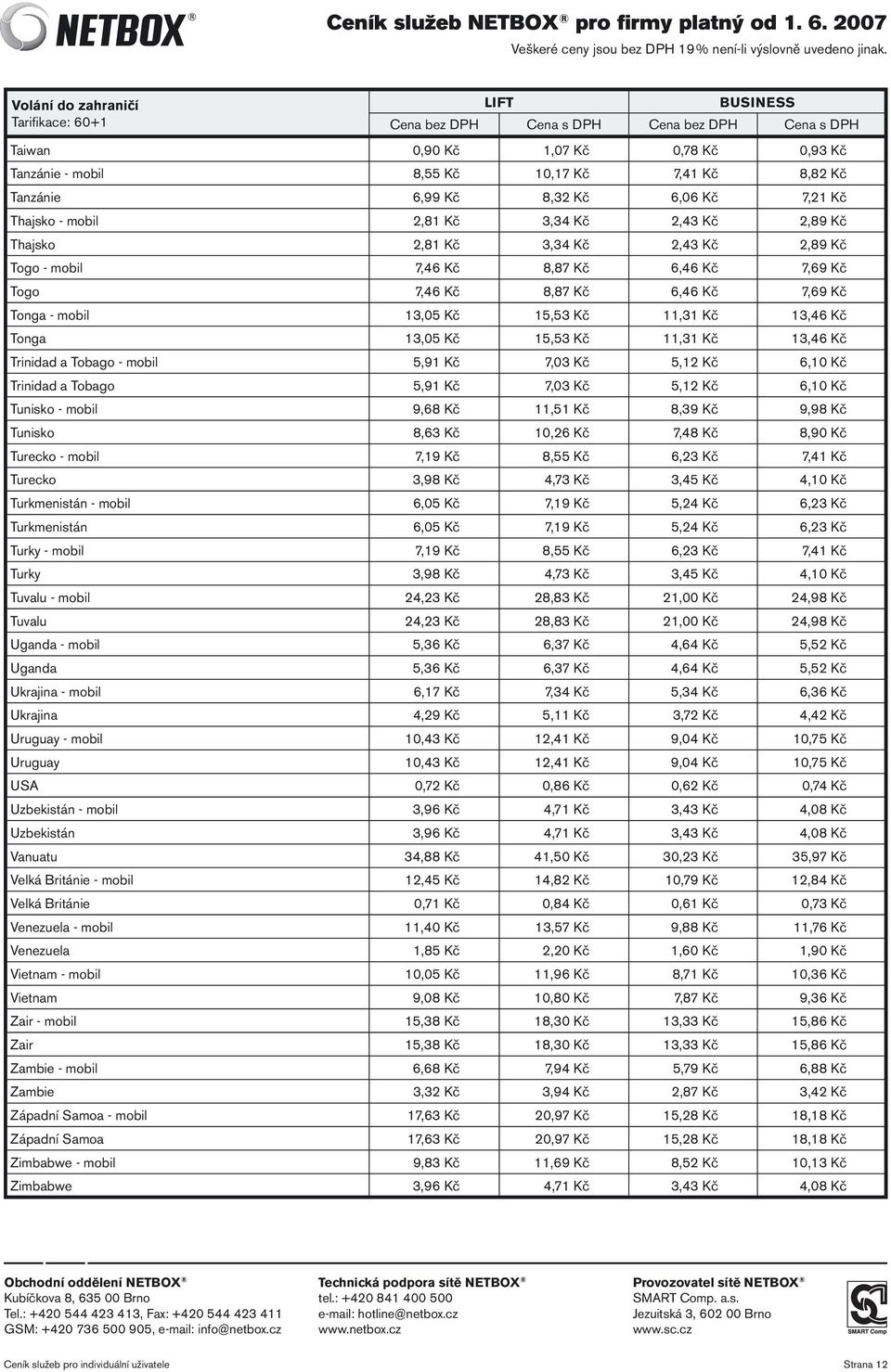 Trinidad a Tobago - mobil 5,91 Kč 7,03 Kč 5,12 Kč 6,10 Kč Trinidad a Tobago 5,91 Kč 7,03 Kč 5,12 Kč 6,10 Kč Tunisko - mobil 9,68 Kč 11,51 Kč 8,39 Kč 9,98 Kč Tunisko 8,63 Kč 10,26 Kč 7,48 Kč 8,90 Kč