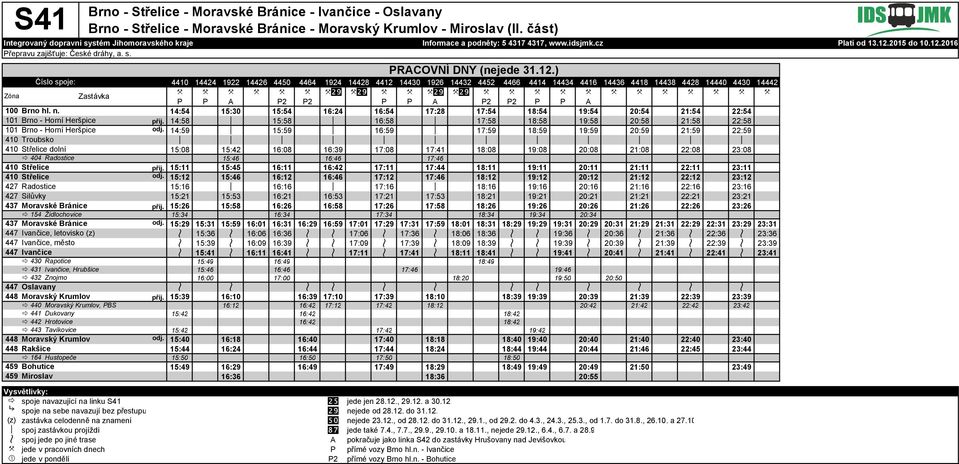 2016 Troubsko dolní ± 404, letovisko (z), město ± 430 Rapotice ± 431, Hrubšice ± 432 Znojmo ± 440, PBS ± 441 Dukovany ± 442 Hrotovice ± 443 Tavíkovice Rakšice ± 164 Hustopeče Bohutice Miroslav Brno -
