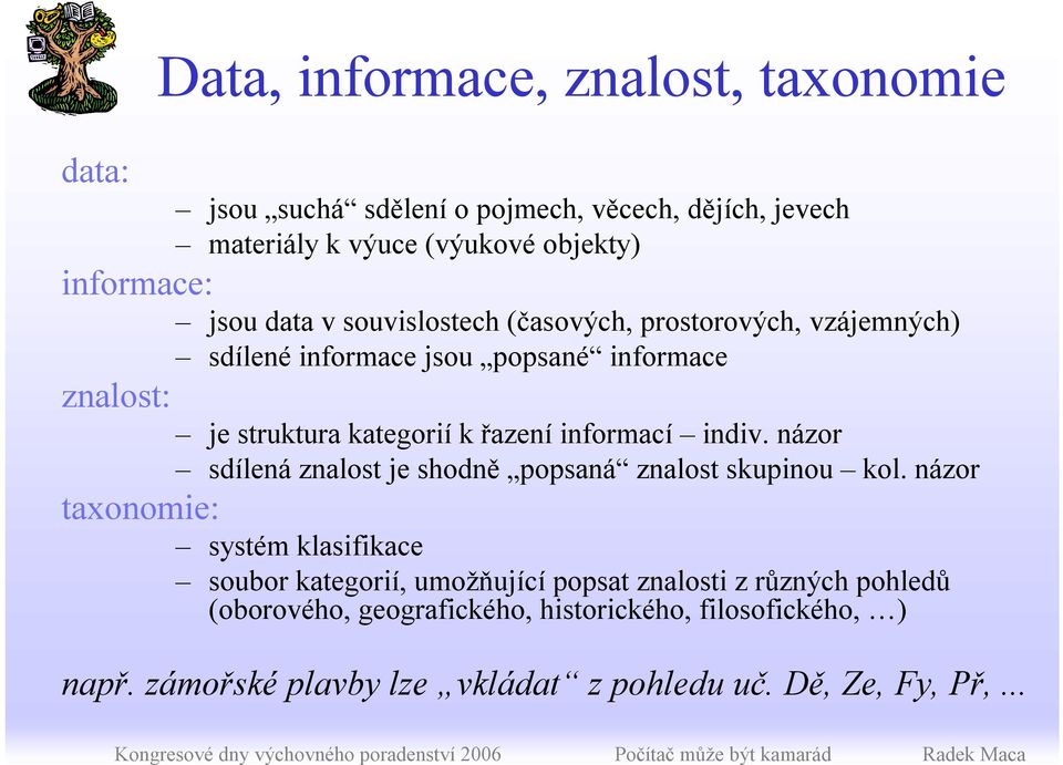 informací indiv. názor sdílená znalost je shodně popsaná znalost skupinou kol.