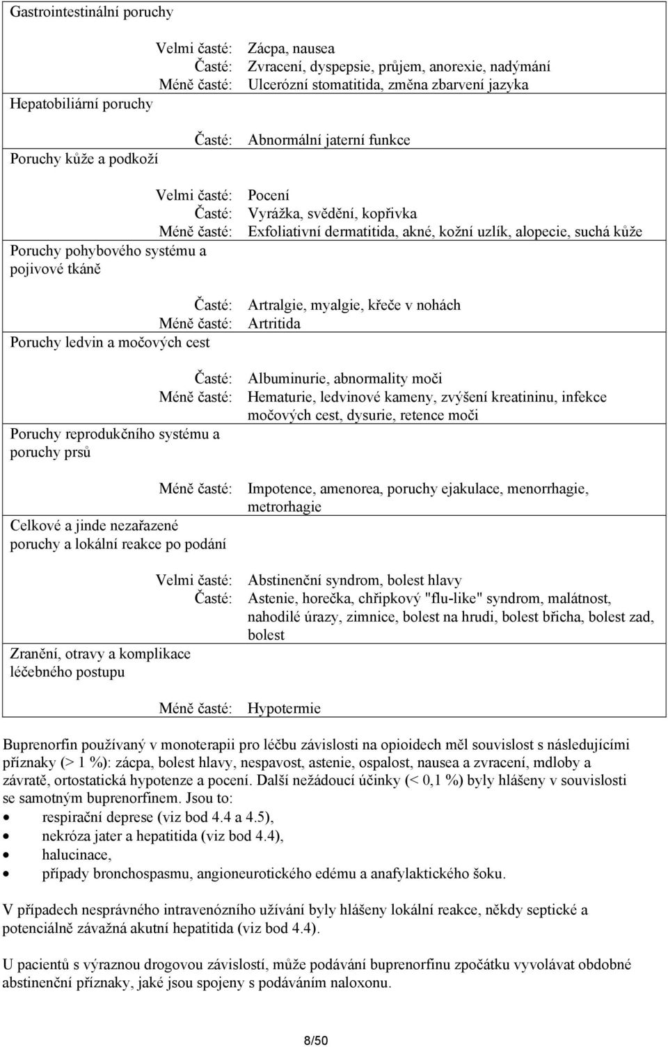 Poruchy reprodukčního systému a poruchy prsů Pocení Vyrážka, svědění, kopřivka Exfoliativní dermatitida, akné, kožní uzlík, alopecie, suchá kůže Artralgie, myalgie, křeče v nohách Artritida