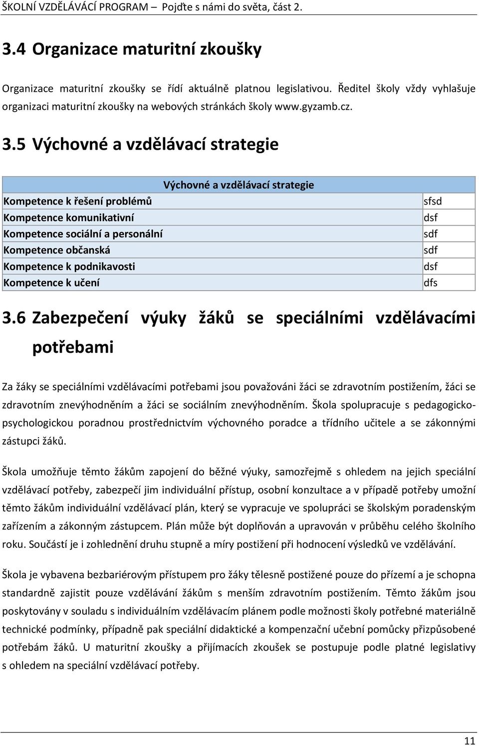 5 Výchovné a vzdělávací strategie Výchovné a vzdělávací strategie Kompetence k řešení problémů Kompetence komunikativní Kompetence sociální a personální Kompetence občanská Kompetence k podnikavosti