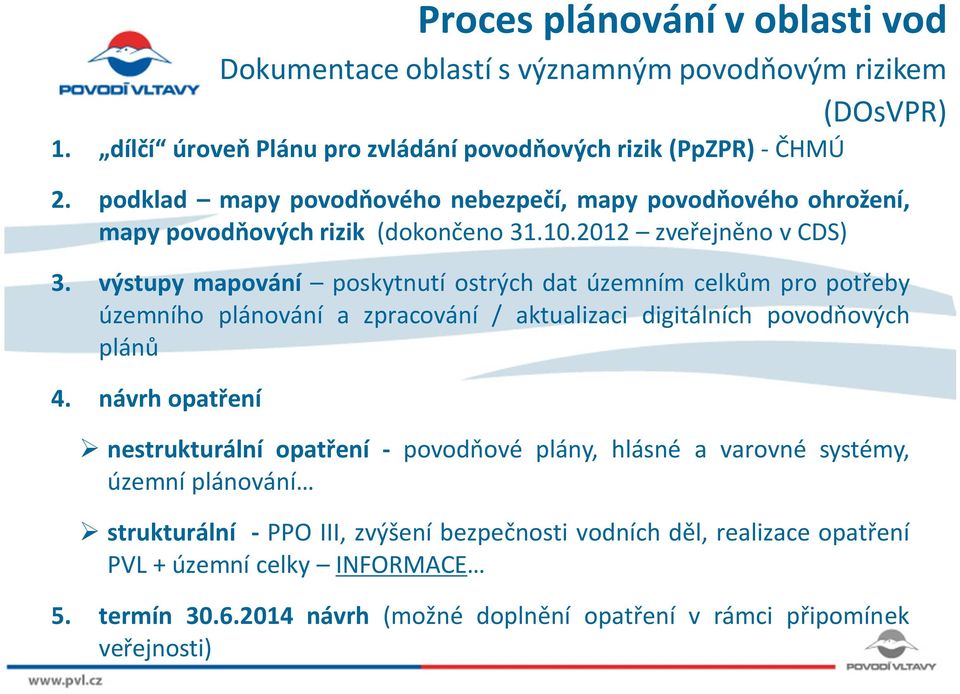 výstupy mapování poskytnutí ostrých dat územním celkům pro potřeby územního plánování a zpracování / aktualizaci digitálních povodňových plánů 4.