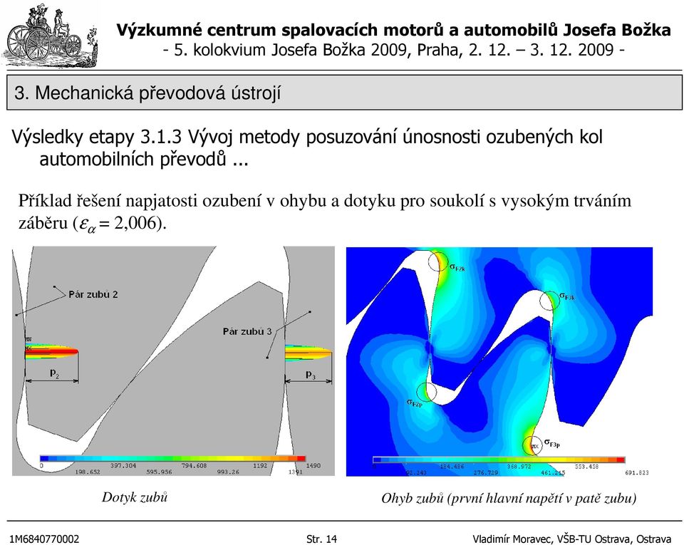 .. Příklad řešení napjatosti ozubení v ohybu a dotyku pro soukolí s vysokým