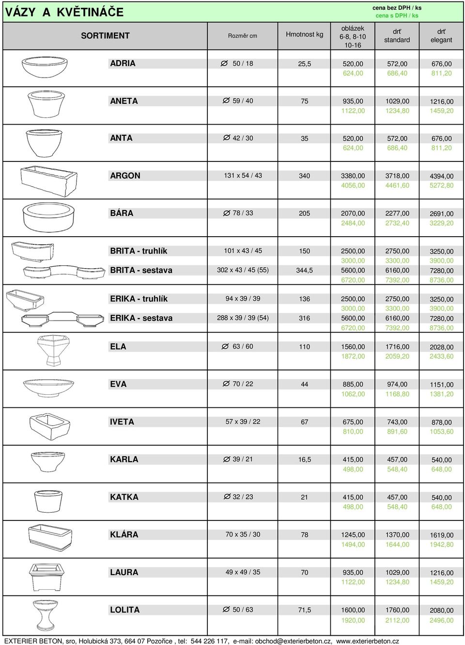 2750,00 3250,00 3000,00 3300,00 3900,00 BRITA - sestava 302 x 43 / 45 (55) 344,5 5600,00 6160,00 7280,00 6720,00 7392,00 8736,00 ERIKA - truhlík 94 x 39 / 39 136 2500,00 2750,00 3250,00 3000,00