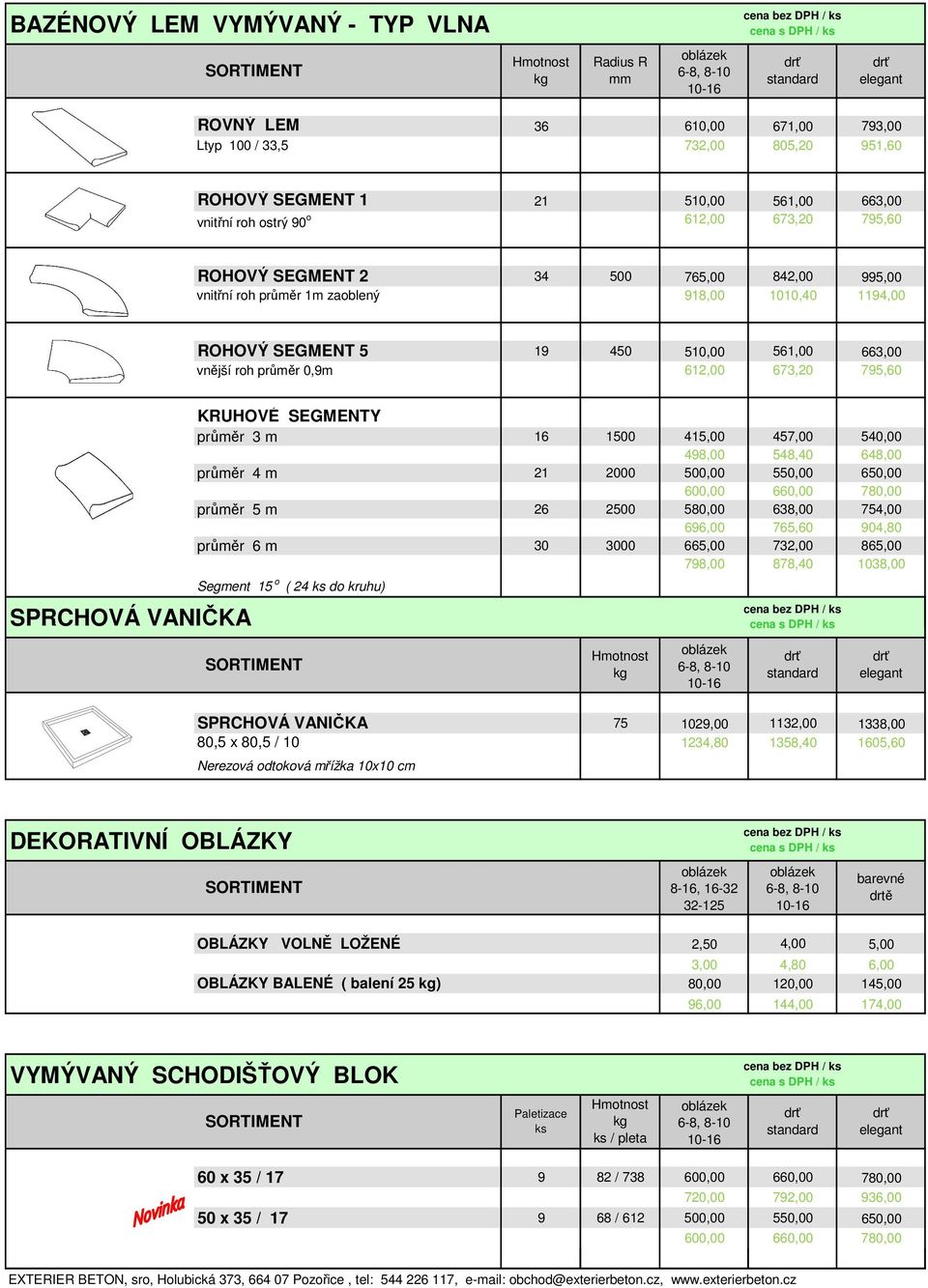 795,60 SPRCHOVÁ VANIČKA KRUHOVÉ SEGMENTY průměr 3 m 16 1500 415,00 457,00 540,00 498,00 548,40 648,00 průměr 4 m 21 2000 500,00 550,00 650,00 600,00 660,00 780,00 průměr 5 m 26 2500 580,00 638,00