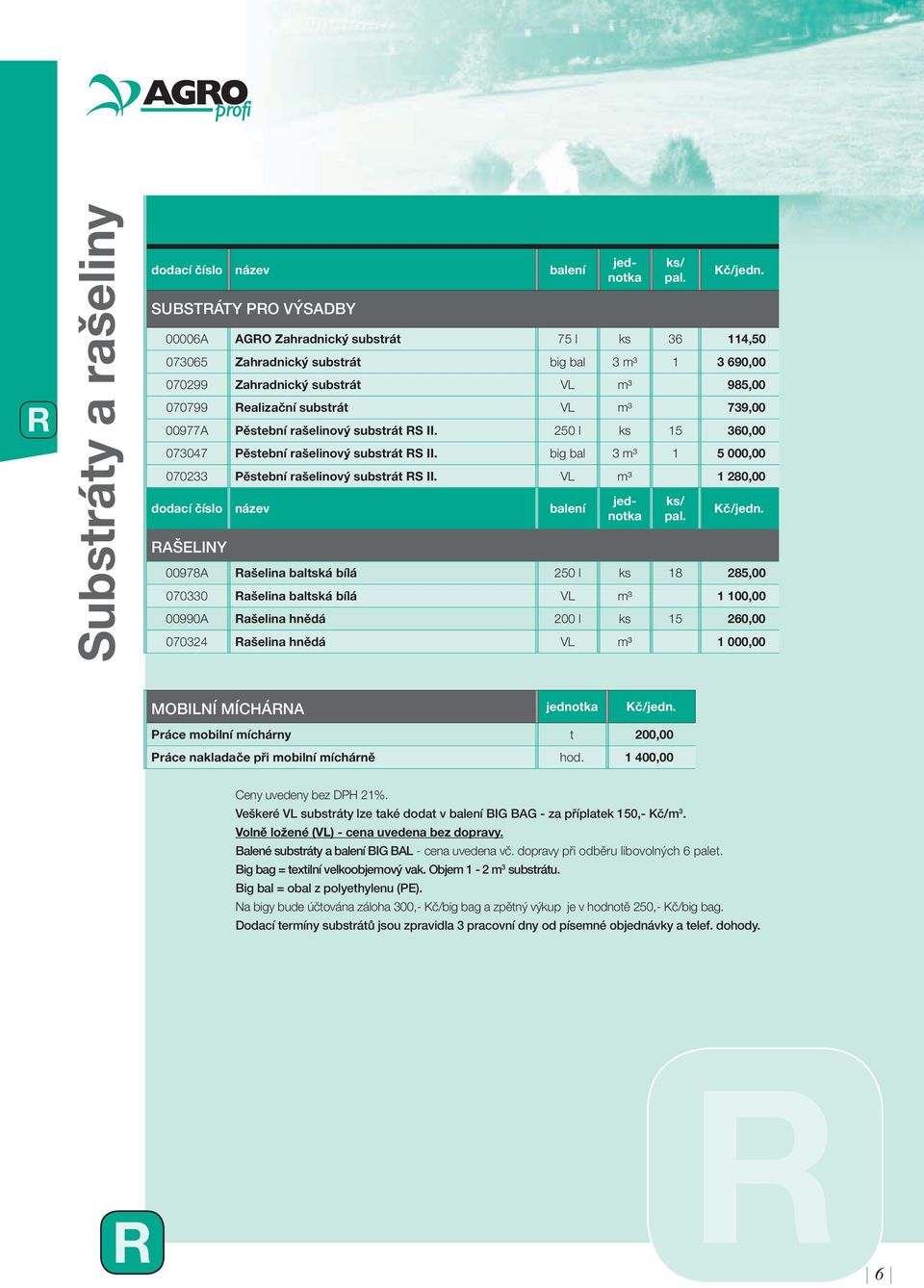 rašelinový substrát S II. 250 l ks 15 360,00 073047 Pěstební rašelinový substrát S II. big bal 3 m³ 1 5 000,00 070233 Pěstební rašelinový substrát S II.
