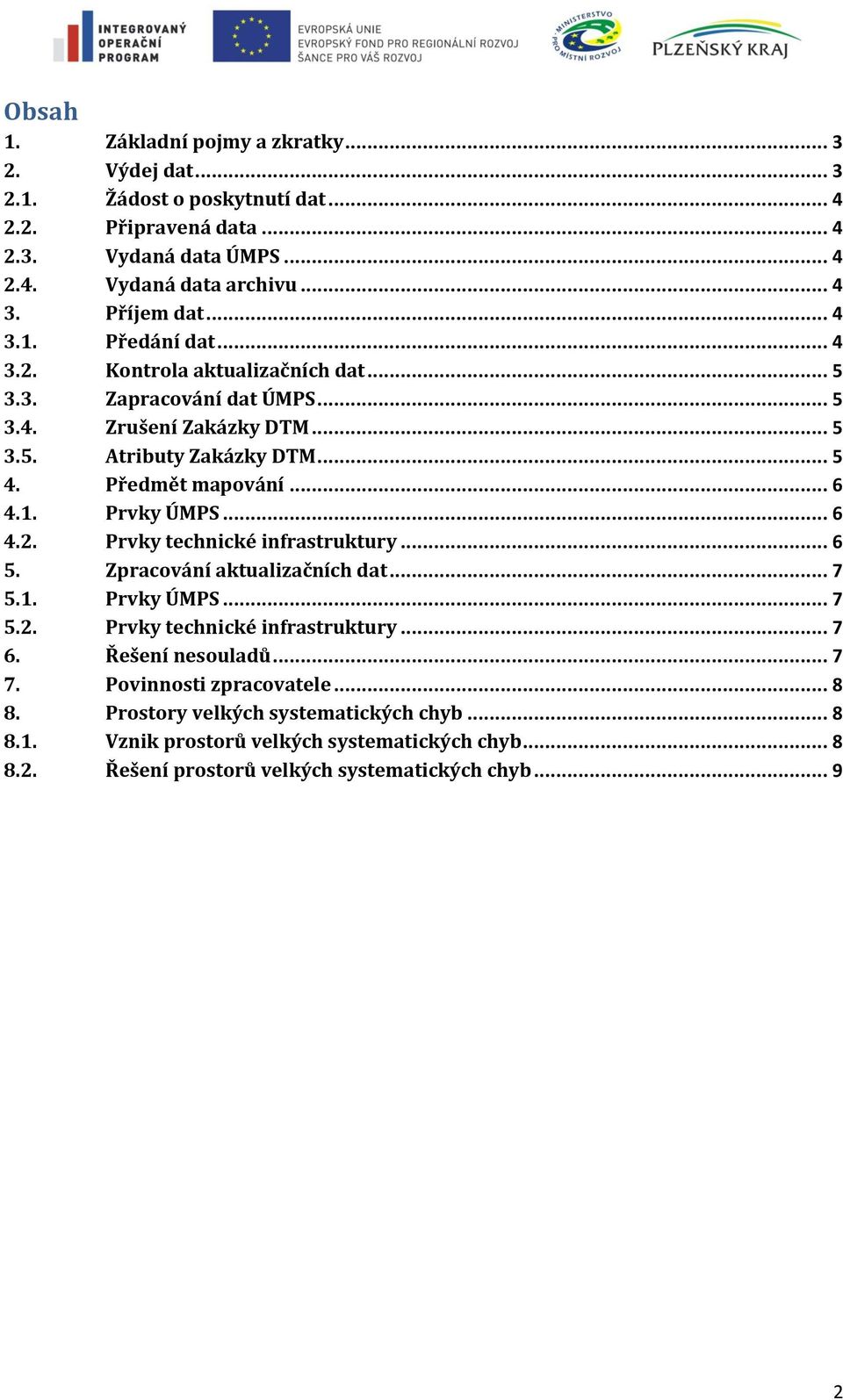 Předmět mapování... 6 4.1. Prvky ÚMPS... 6 4.2. Prvky technické infrastruktury... 6 5. Zpracování aktualizačních dat... 7 5.1. Prvky ÚMPS... 7 5.2. Prvky technické infrastruktury... 7 6.