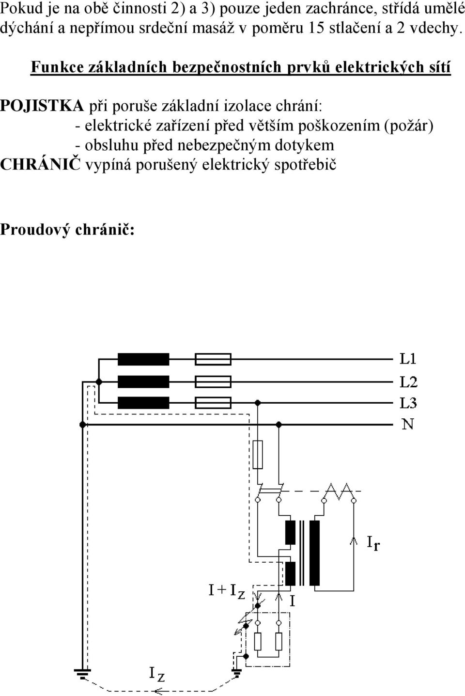 Funkce základních bezpečnostních prvků elektrických sítí POJISTKA při poruše základní izolace