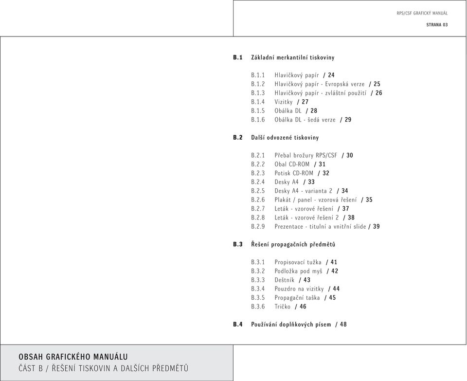 2.7 Leták - vzorové fie ení / 37 B.2.8 Leták - vzorové fie ení 2 / 38 B.2.9 Prezentace - titulní a vnitfiní slide / 39 B.3 e ení propagaãních pfiedmûtû B.3.1 Propisovací tuïka / 41 B.3.2 PodloÏka pod my / 42 B.