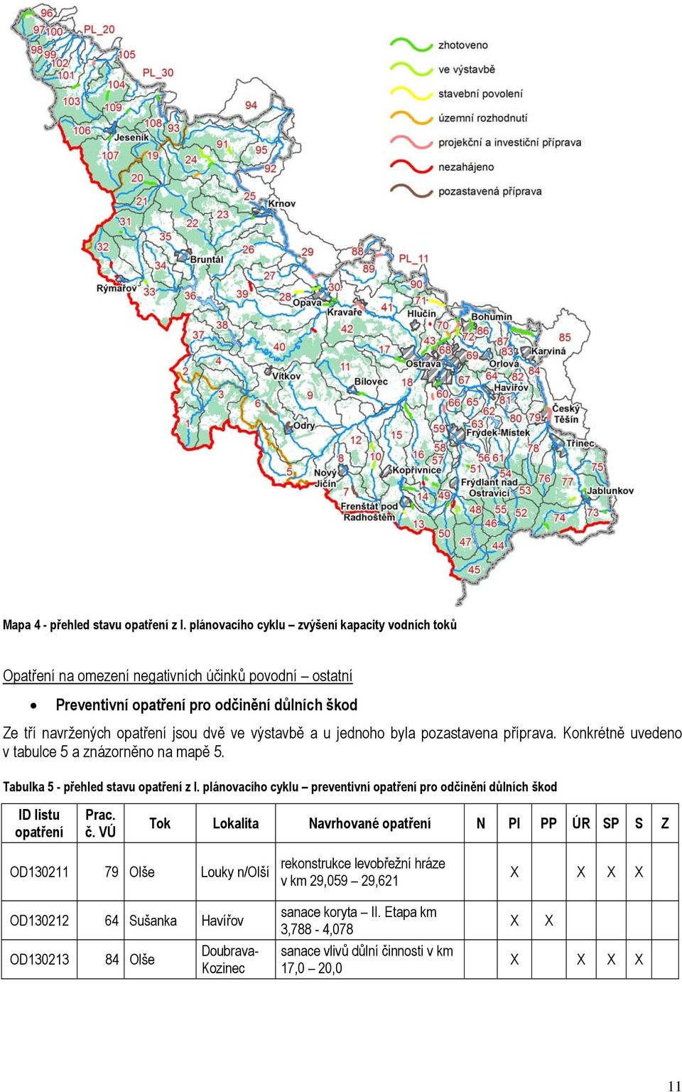 dvě ve výstavbě a u jednoho byla pozastavena příprava. Konkrétně uvedeno v tabulce 5 a znázorněno na mapě 5. Tabulka 5 - přehled stavu z I.