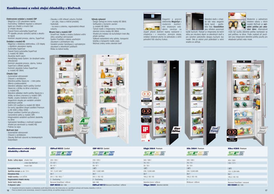 ukazatele teploty Autoatika SuperCool Časově řízeá autoatika SuperFrost (u odelů KB 86) Akustický dveří alar HoeDialog-ready-Syste: lze dovybavit sadou příslušeství Kotrolí ukazatele provozu, alaru,