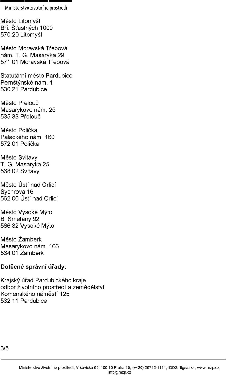 25 535 33 Přelouč Město Polička Palackého nám. 160 572 01 Polička Město Svitavy T. G.