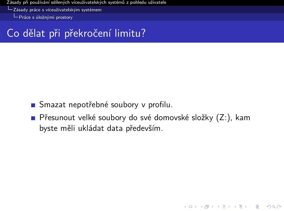 Smazat nepotřebné soubory v profilu.