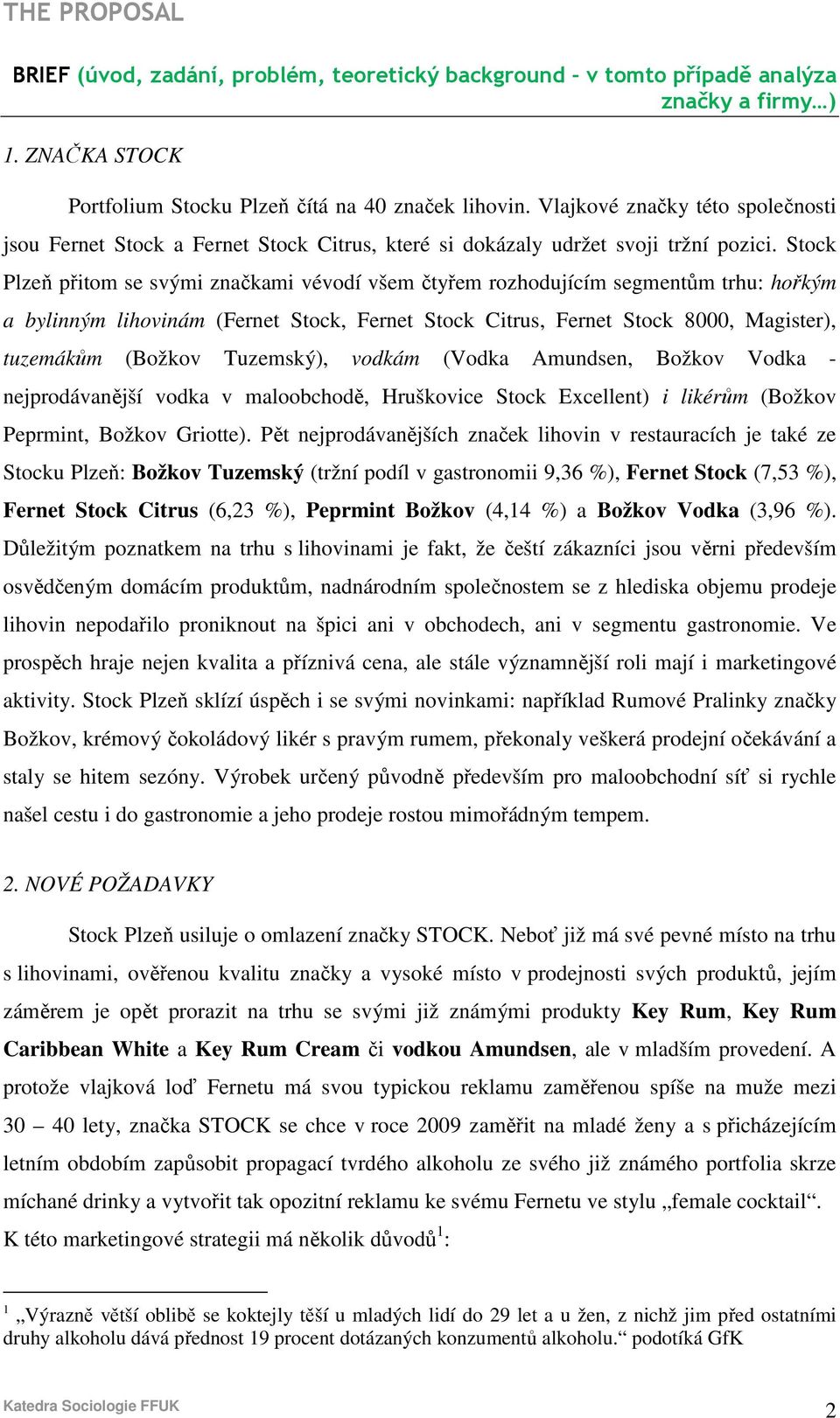 Stock Plzeň přitom se svými značkami vévodí všem čtyřem rozhodujícím segmentům trhu: hořkým a bylinným lihovinám (Fernet Stock, Fernet Stock Citrus, Fernet Stock 8000, Magister), tuzemákům (Božkov