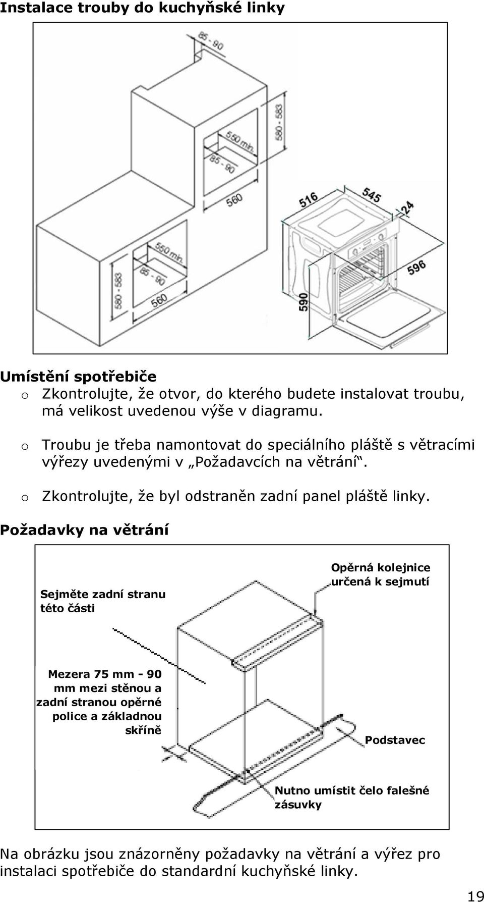 o Zkontrolujte, že byl odstraněn zadní panel pláště linky.