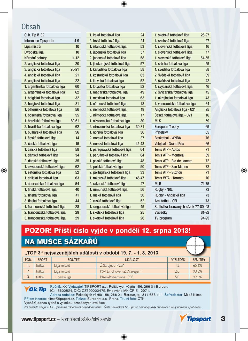 bosenská fotbalová liga 55 1. brazilská fotbalová liga 60-61 2. brazilská fotbalová liga 62 1. bulharská fotbalová liga 56 1. česká fotbalová liga 14 2. česká fotbalová liga 15 1.