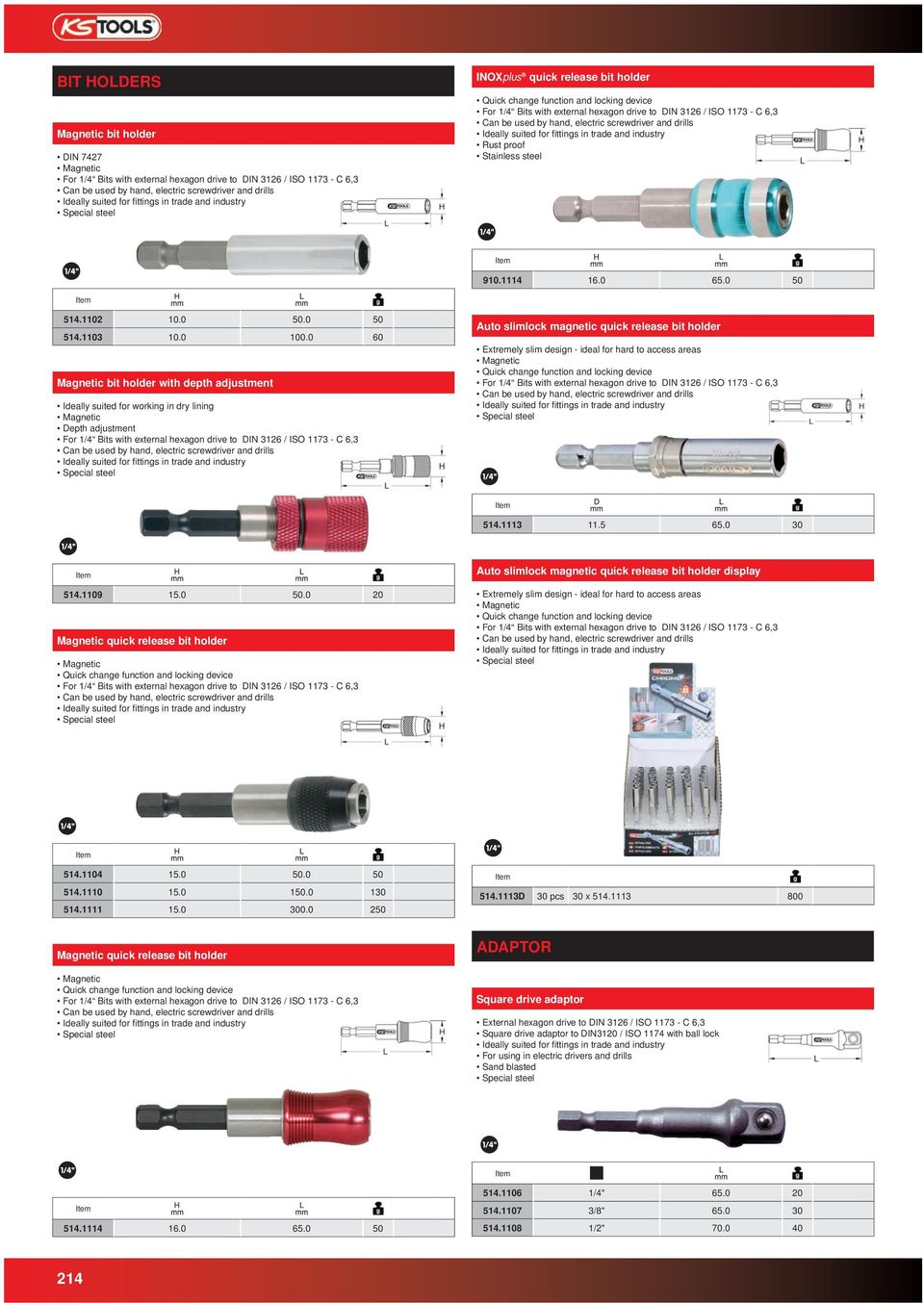 slimlock magnetic quick release bit holder display Extremely slim design - ideal for hard to access areas 514.1113D 30 pcs 30 x 514.