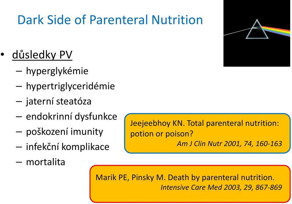 mortalita JeejeebhoyKN. Totalparenteralnutrition: potionorpoison?