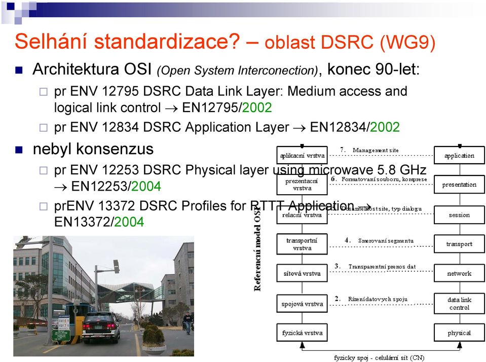 Data Link Layer: Medium access and logical link control EN12795/2002 pr ENV 12834 DSRC