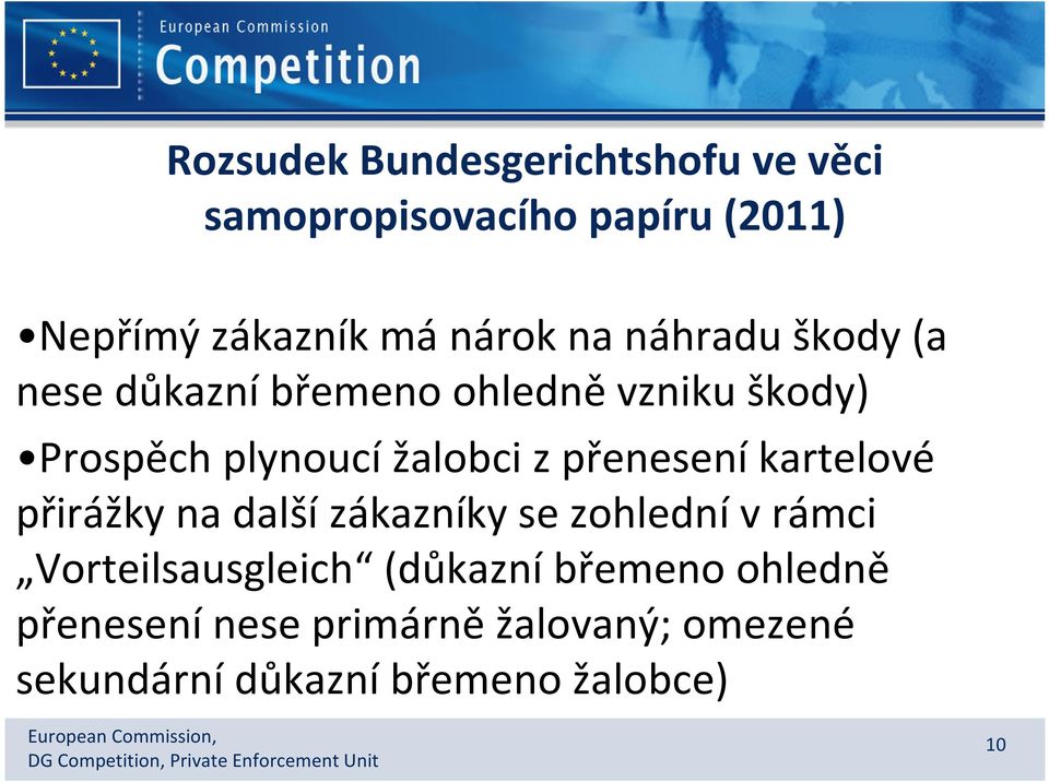 přenesení kartelové přirážky na další zákazníky se zohlední v rámci Vorteilsausgleich