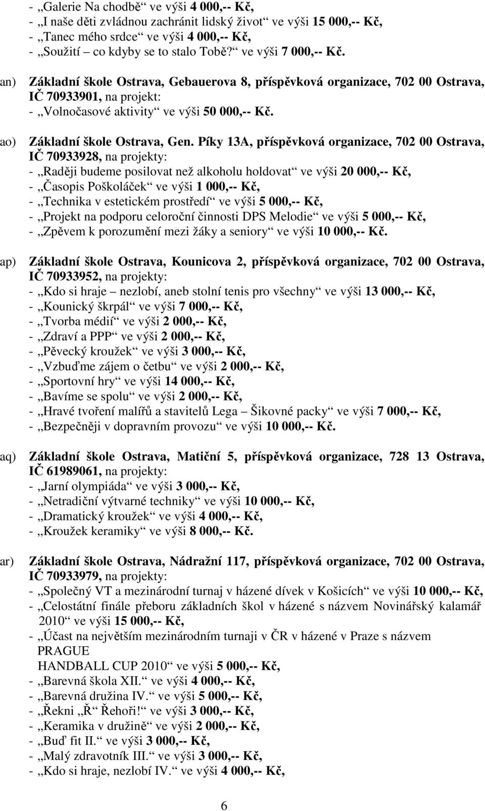 ao) Základní škole Ostrava, Gen.