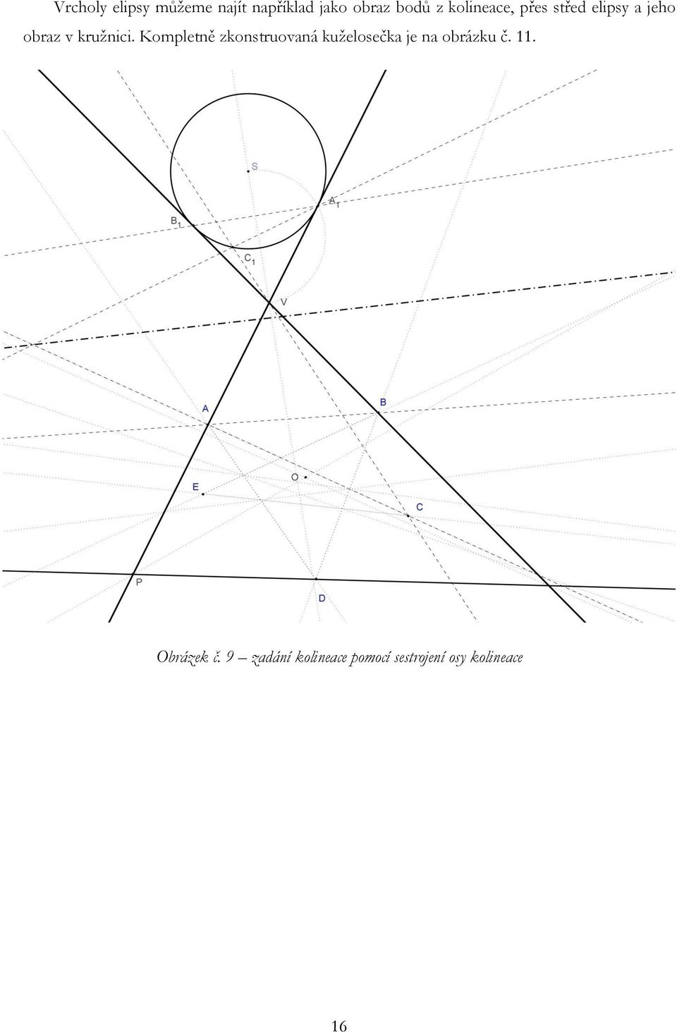 Kompletně zkonstruovaná kuželosečka je na obrázku č. 11.