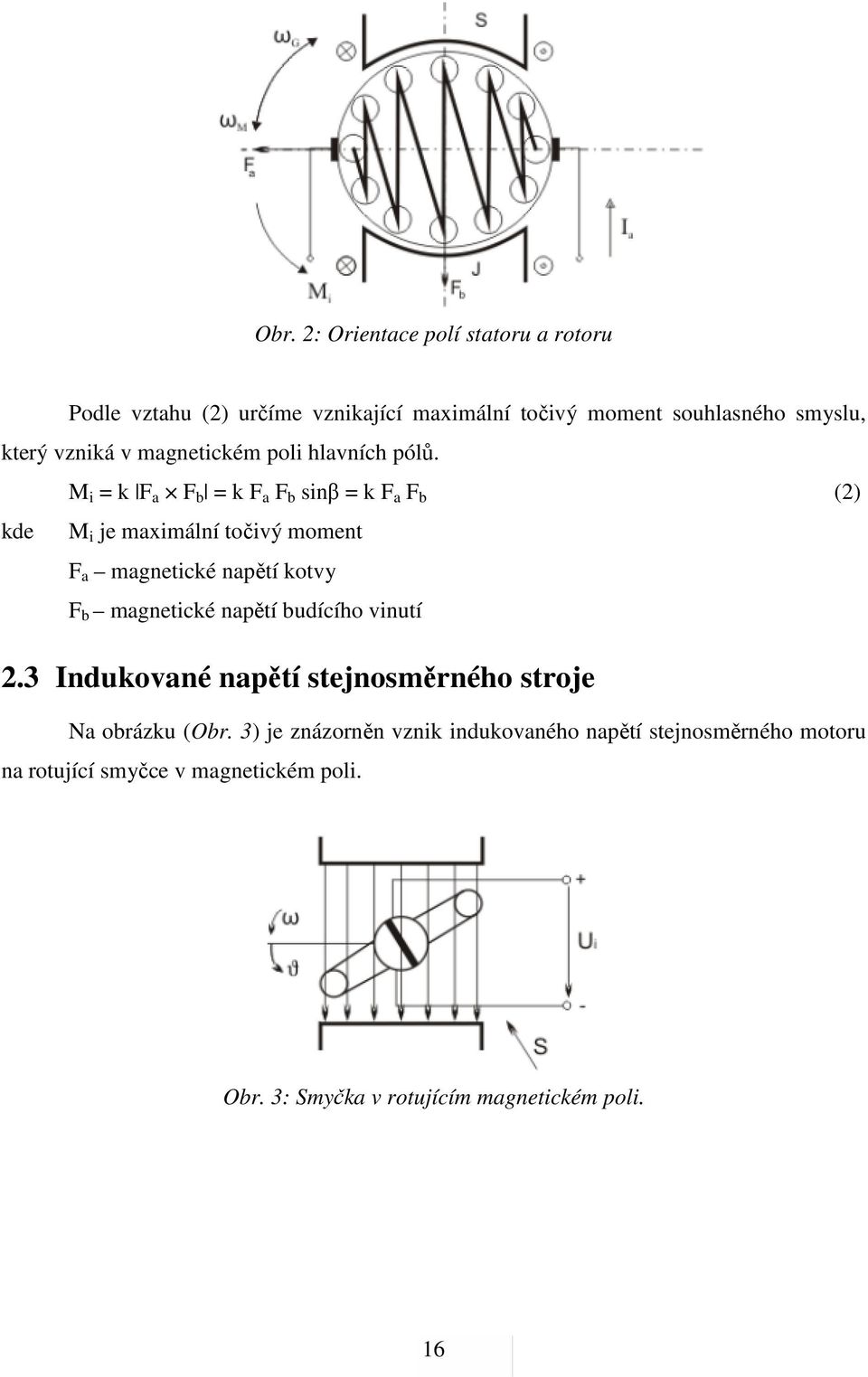 M i = k F a F b = k F a F b sinβ = k F a F b (2) kde M i je maximální točivý moment F a magnetické napětí kotvy F b magnetické