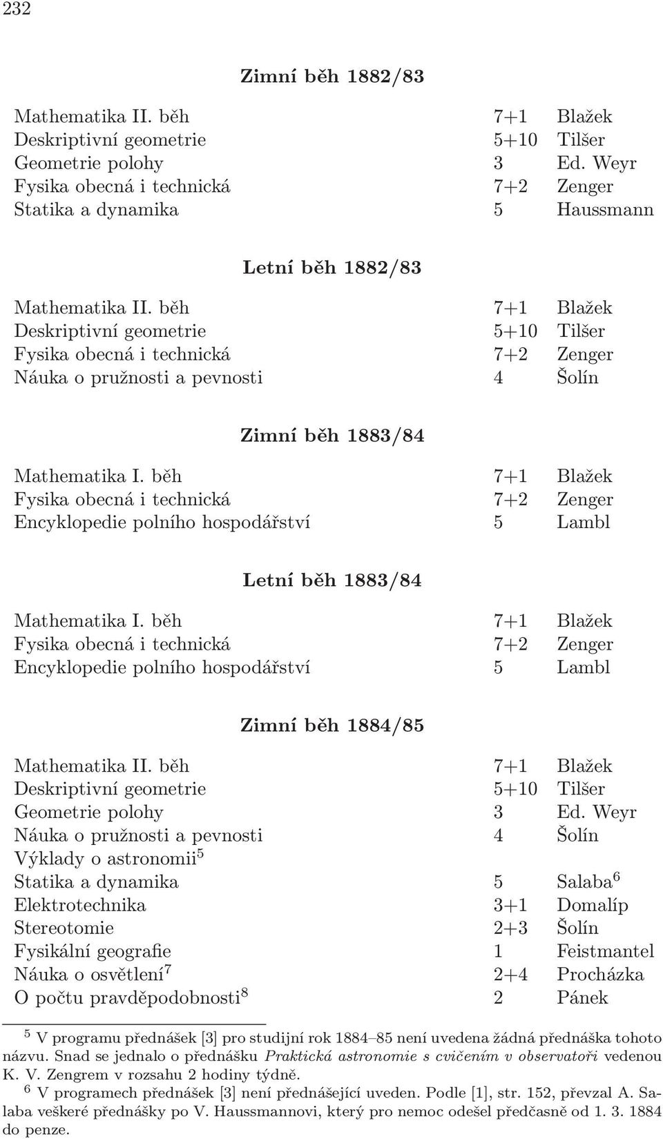 hospodářství 5 Lambl Zimní běh 1884/85 Geometrie polohy 3 Ed.