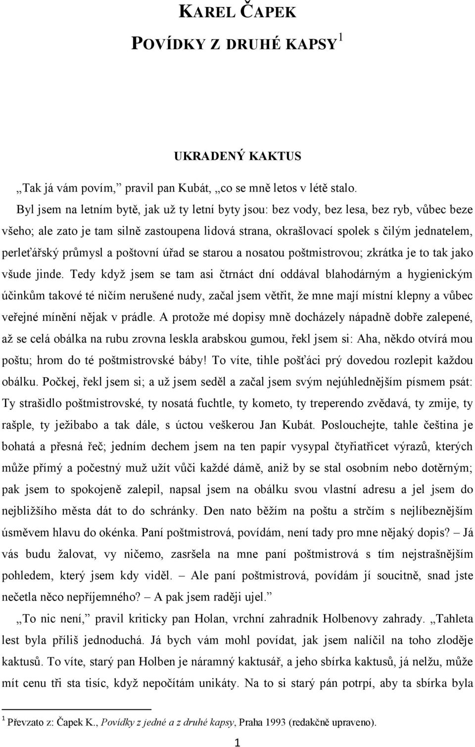 KAREL ČAPEK POVÍDKY Z DRUHÉ KAPSY 1 - PDF Stažení zdarma