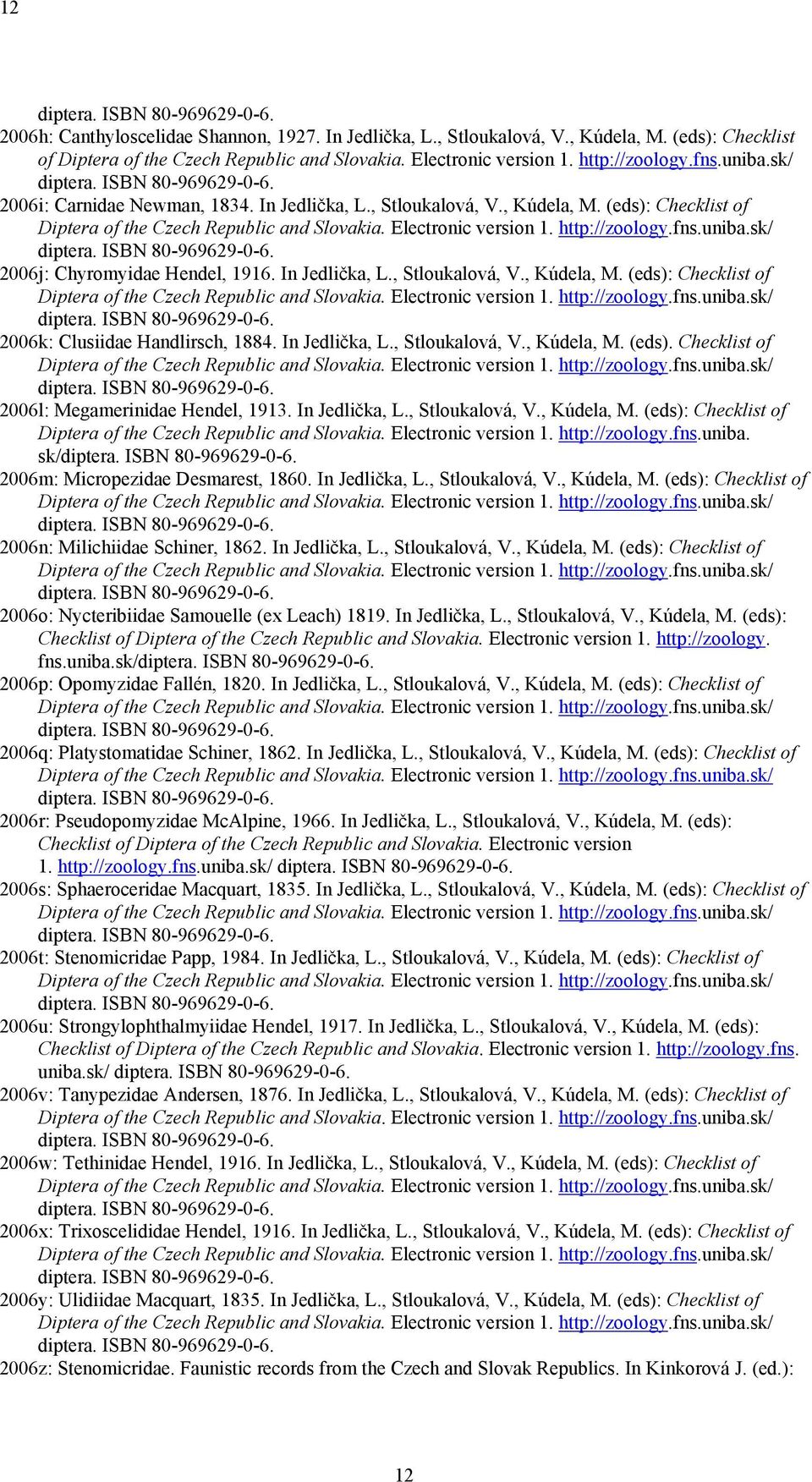 In Jedlička, L., Stloukalová, V., Kúdela, M. (eds): Checklist of Diptera of the Czech Republic and Slovakia. Electronic version 1. http://zoology.fns.uniba. sk/ 2006m: Micropezidae Desmarest, 1860.