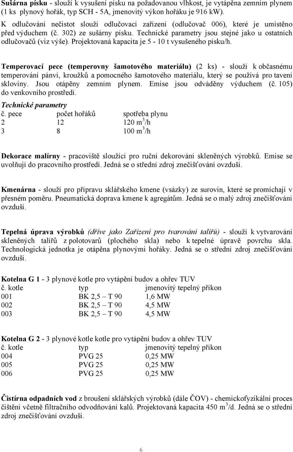 Projektovaná kapacita je 5-10 t vysušeného písku/h.