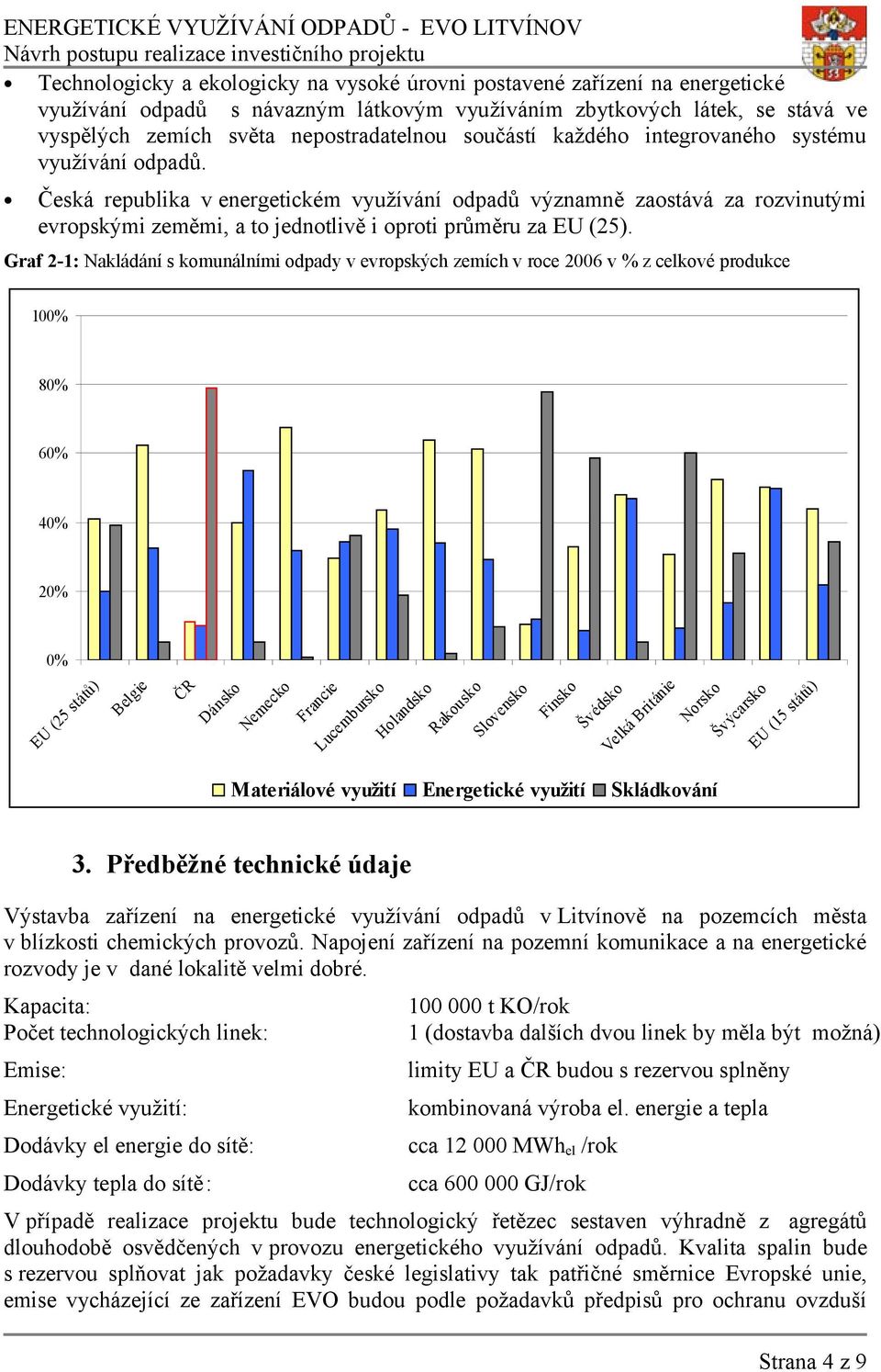 Česká republika v energetickém využívání odpadů významně zaostává za rozvinutými evropskými zeměmi, a to jednotlivě i oproti průměru za EU (25).