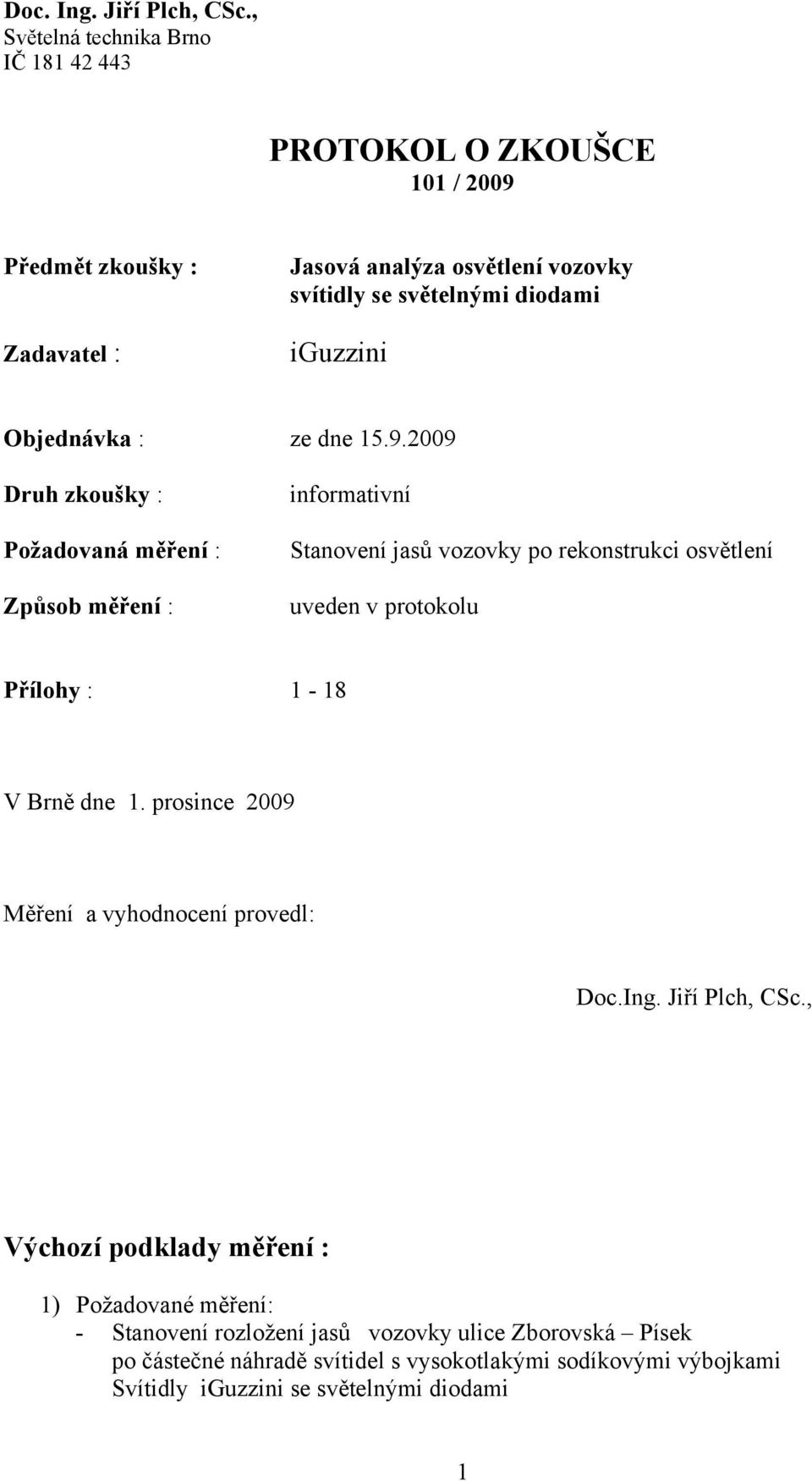 iguzzini Objednávka : ze dne 15.9.