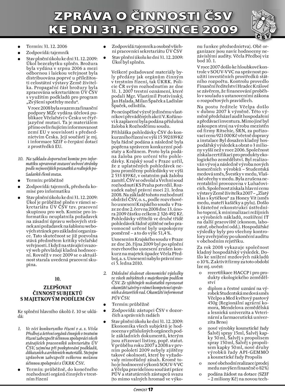V roce 2008 byla svazem za finanční podpory MZe vydána účelová publikace Včelařství v Česku ve čtyřjazyčné mutaci.