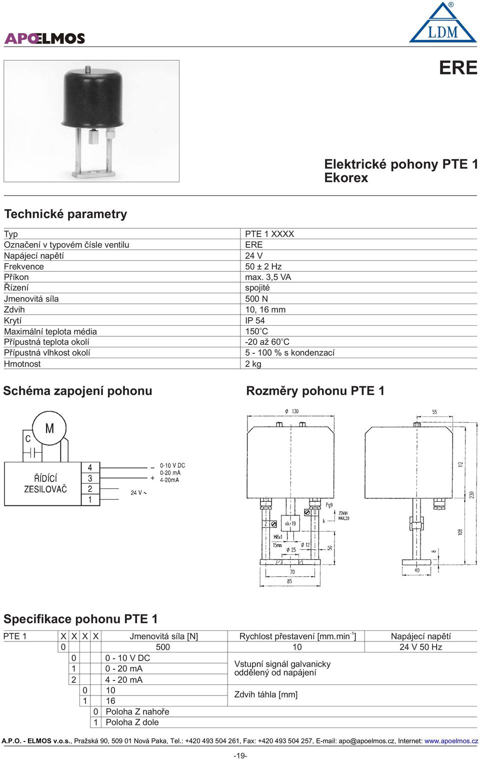 ,5 VA spjité 500 N 0, 6 mm IP 54 50 C -20 až 60 C 5-00 % s kndenzací 2kg Rzměry phnu PTE Specifikace phnu PTE - PTE X X X X Jmenvitá síla [N] Rychlst přestavení [mm.