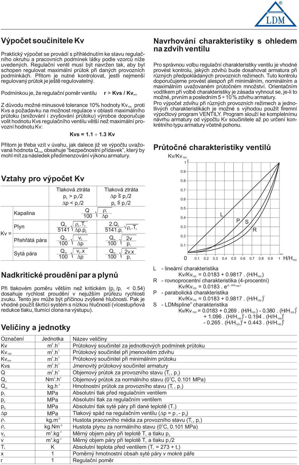 Pdmínku je, že regulační pměr ventilu r > Kvs/Kv Z důvdu mžné minusvé tlerance 0% hdnty Kv00 prti Kvs a pžadavku na mžnst regulace v blasti maximálníh průtku (snižvání i zvyšvání průtku) výrbce