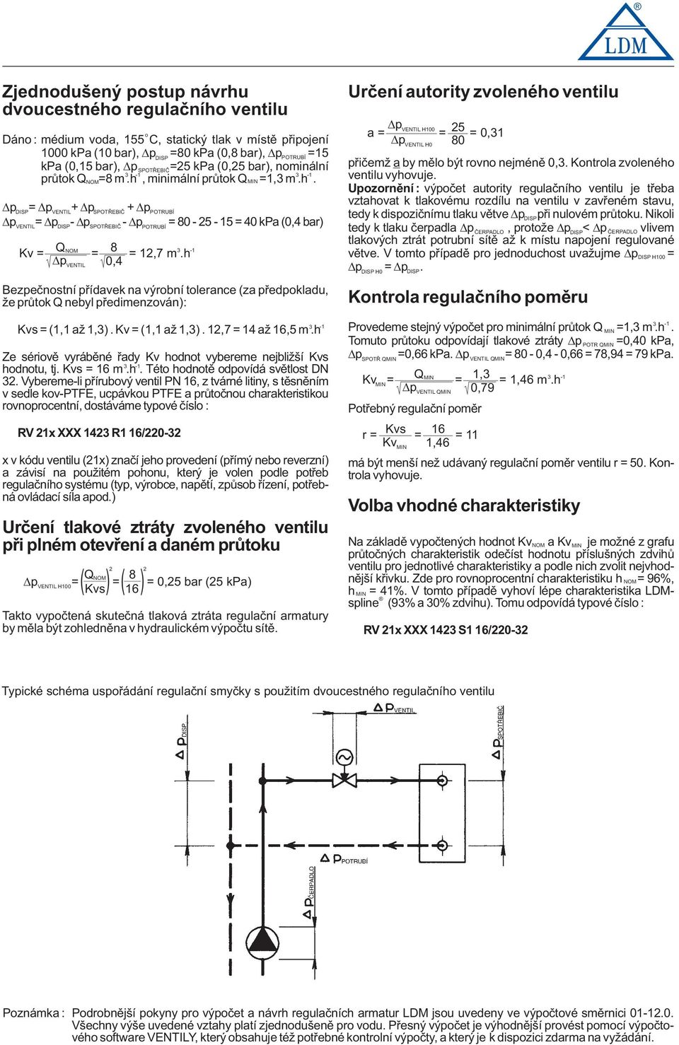 h p 0,4 VENTIL Bezpečnstní přídavek na výrbní tlerance (za předpkladu, že průtk Q nebyl předimenzván): Kvs = (, až,). Kv = (, až,). 2,7 = 4 až 6,5 m.