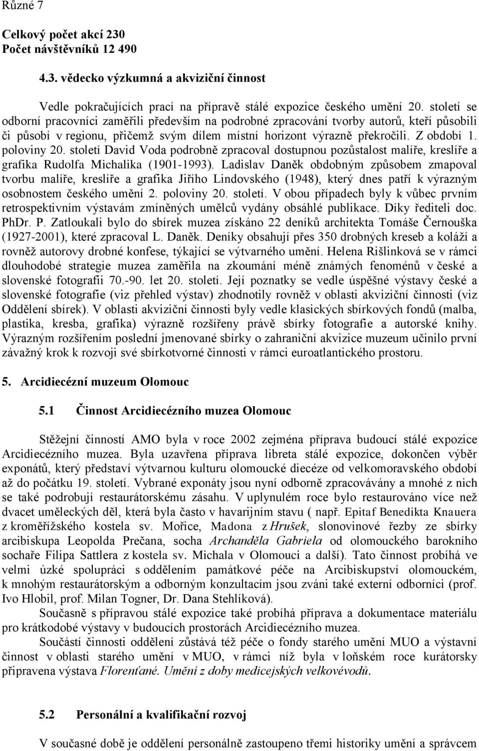 poloviny 20. století David Voda podrobně zpracoval dostupnou pozůstalost malíře, kreslíře a grafika Rudolfa Michalika (1901-1993).