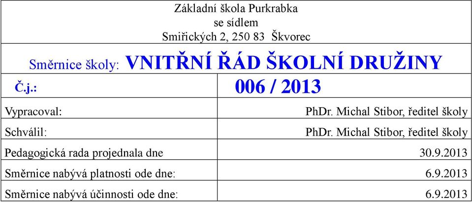 Michal Stibor, ředitel školy PhDr.