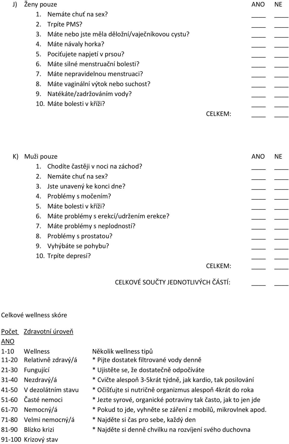 Nemáte chuť na sex? 3. Jste unavený ke konci dne? 4. Problémy s močením? 5. Máte bolesti v kříži? 6. Máte problémy s erekcí/udržením erekce? 7. Máte problémy s neplodností? 8. Problémy s prostatou? 9.