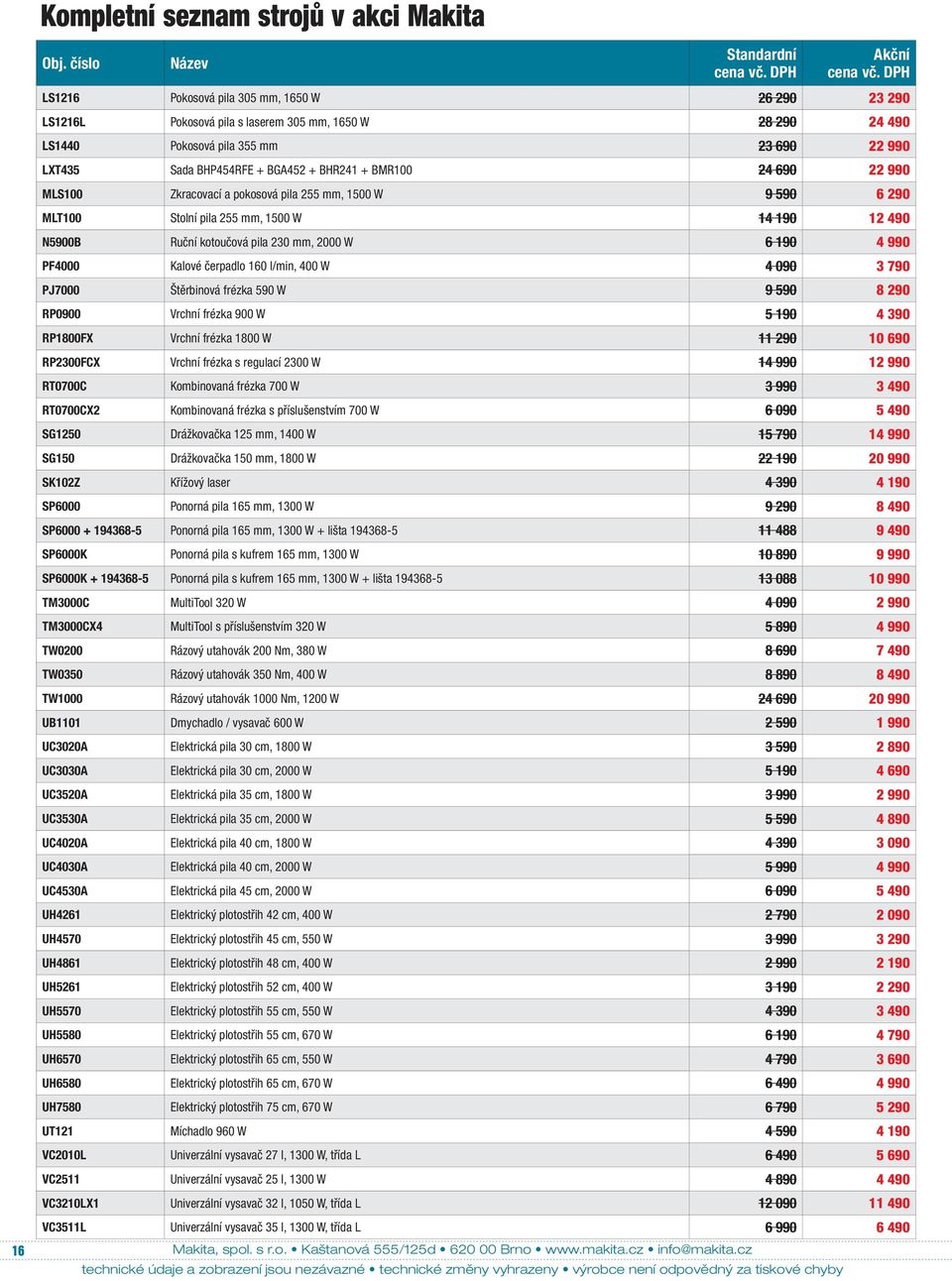 MLS1 Zkracovací a pokosová pila 255 mm, 15 W 5 6 2 MLT1 Stolní pila 255 mm, 15 W 14 1 12 4 N5B Ruční kotoučová pila 23 mm, 2 W 6 1 4 PF4 alové čerpadlo 16 l/min, 4 W 4 3 7 PJ7 Štěrbinová frézka 5 W 5