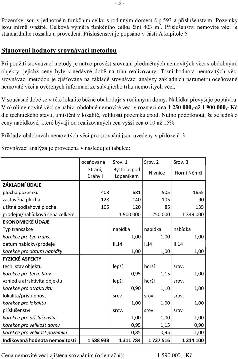 Stanovení hodnoty srovnávací metodou Při použití srovnávací metody je nutno provést srovnání předmětných nemovitých věcí s obdobnými objekty, jejichž ceny byly v nedávné době na trhu realizovány.