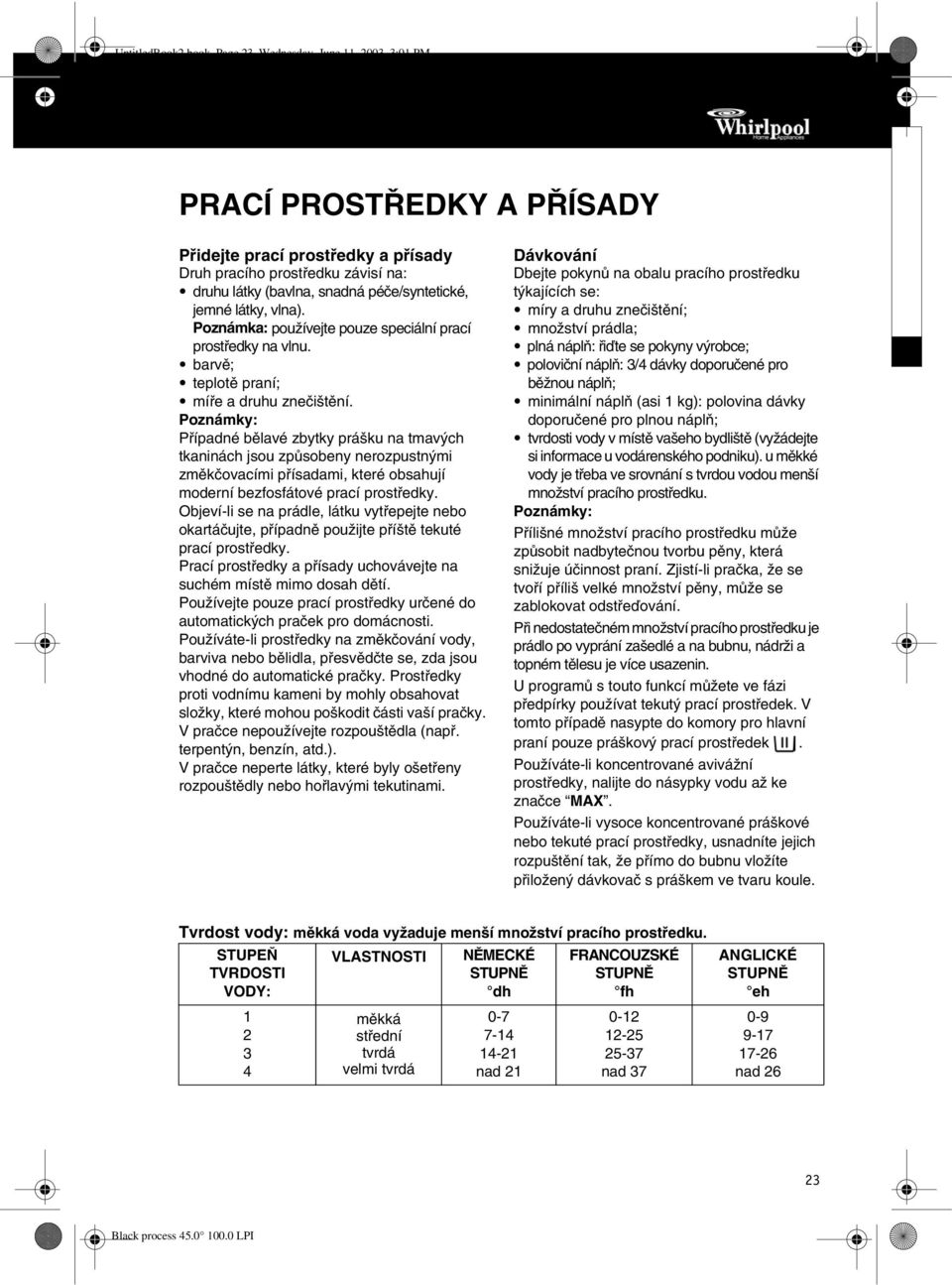 látky, vlna). Poznámka: používejte pouze speciální prací prostøedky na vlnu. barvì; teplotì praní; míøe a druhu zneèištìní.