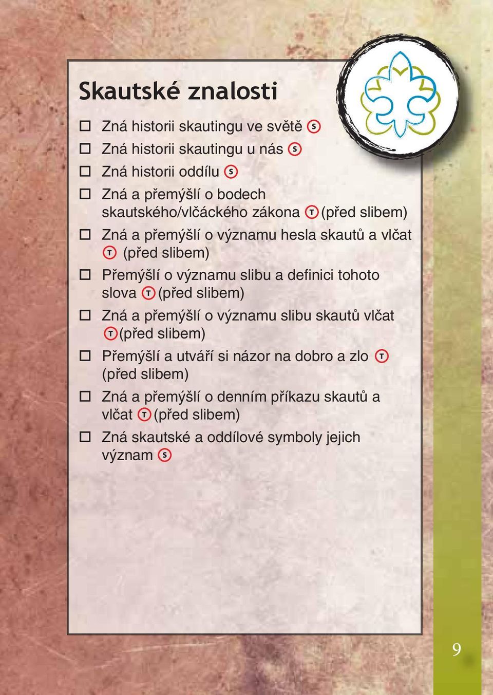 a defi nici tohoto slova (před slibem) Zná a přemýšlí o významu slibu skautů vlčat (před slibem) Přemýšlí a utváří si názor na