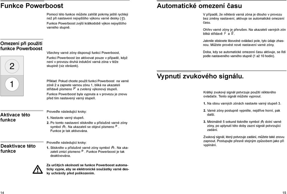 Na ukazateli varných zón bliká střídavě a.