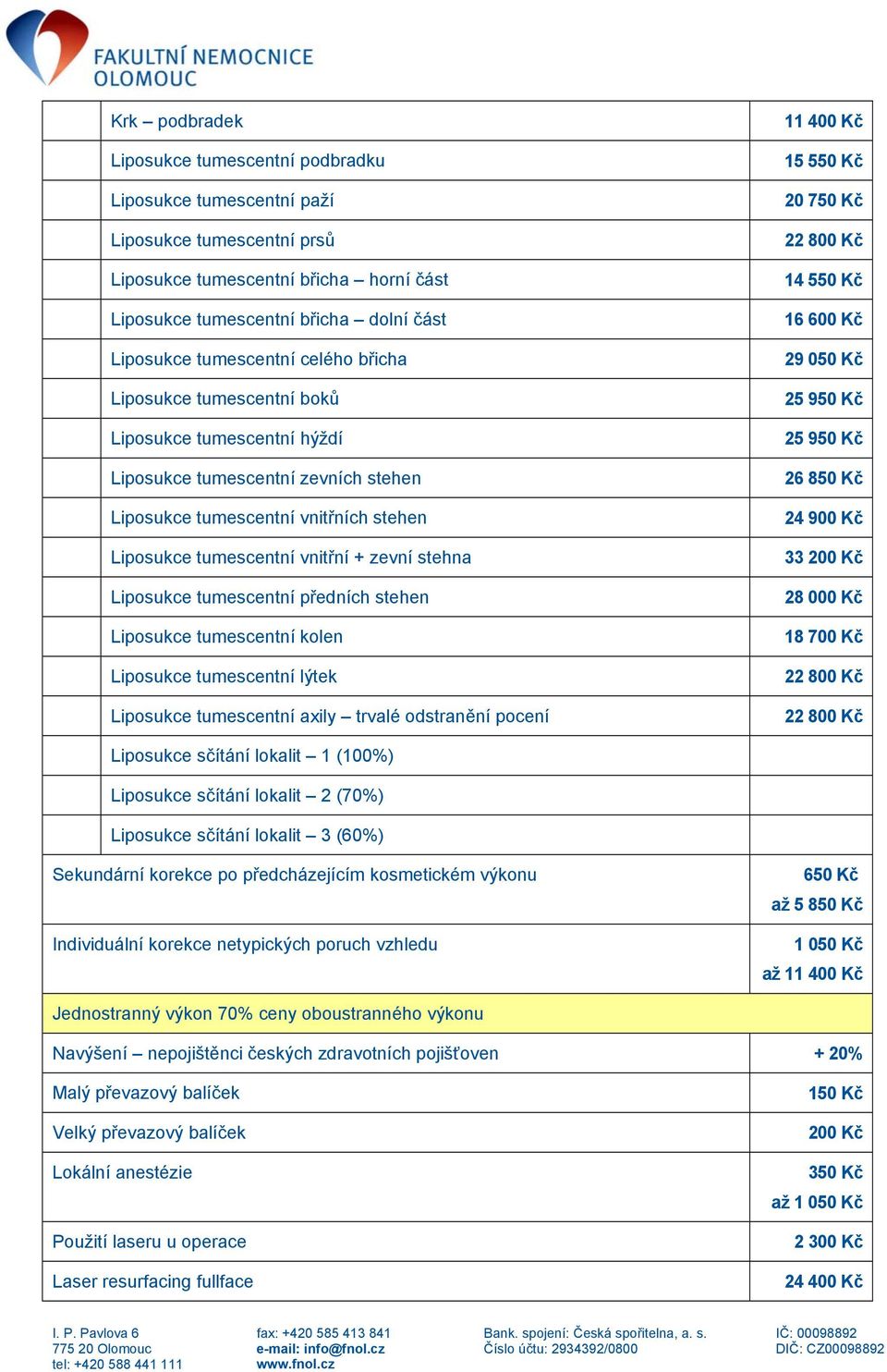 stehna Liposukce tumescentní předních stehen Liposukce tumescentní kolen Liposukce tumescentní lýtek Liposukce tumescentní axily trvalé odstranění pocení 15 550 Kč 20 750 Kč 22 800 Kč 14 550 Kč 16