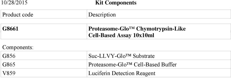 Chymotrypsin-Like Cell-Based Assay 10x10ml Suc-LLVY-Glo