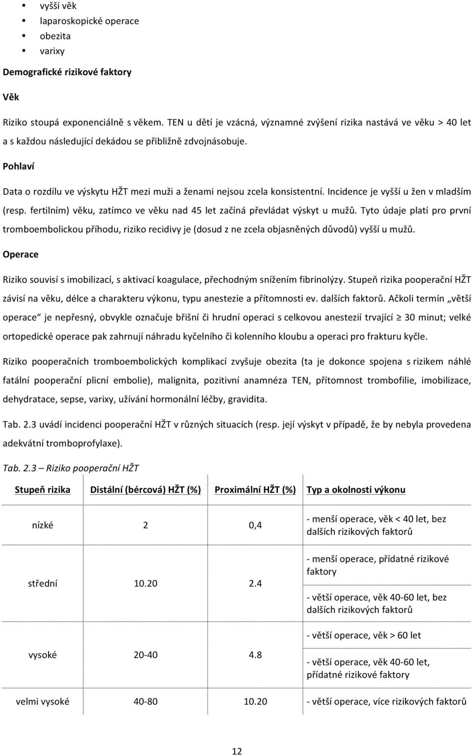 Pohlaví Data o rozdílu ve výskytu HŽT mezi muži a ženami nejsou zcela konsistentní. Incidence je vyšší u žen v mladším (resp.